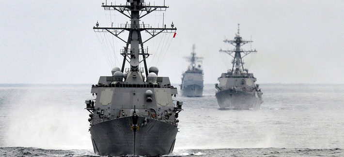 The USS Stockdale and the USS Bunker Hill in the Pacific Ocean The USS Stockdale and the USS Bunker Hill in the Pacific Ocean