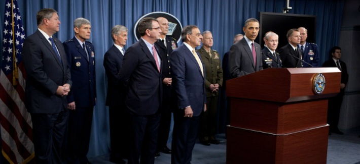 President Barack Obama held a briefing at the Pentagon last year to outline military strategy. President Barack Obama held a briefing at the Pentagon last year to outline military strategy.