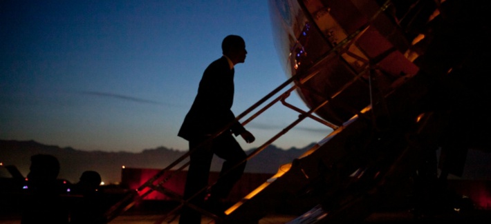 President Barack Obama boards Air Force One at Bagram Air Field, Afghanistan, as he departs for Washington, D.C., last year. President Barack Obama boards Air Force One at Bagram Air Field, Afghanistan, as he departs for Washington, D.C., last year.