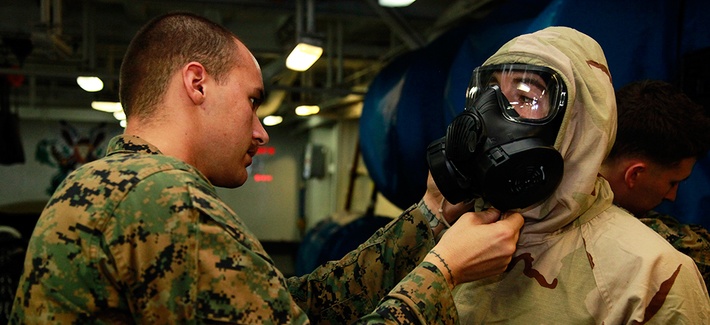 Marines training for possible chemical or biological weapons attacks Marines training for possible chemical or biological weapons attacks