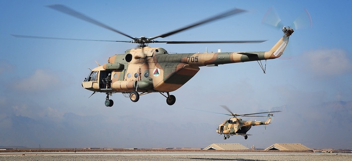 An Mi-17 helicopter being flown by members of the Afghan military An Mi-17 helicopter being flown by members of the Afghan military