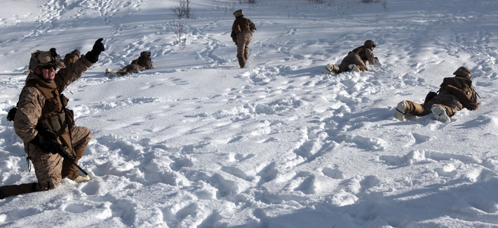 Marines participating in the 2012 Cold Response military exercise Marines participating in the 2012 Cold Response military exercise