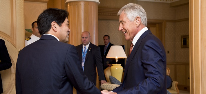 Defense Secretary Chuck Hagel meets with South Korean Defense Minister Kim Kwan-jin in Brunei on Wednesday. Defense Secretary Chuck Hagel meets with South Korean Defense Minister Kim Kwan-jin in Brunei on Wednesday.