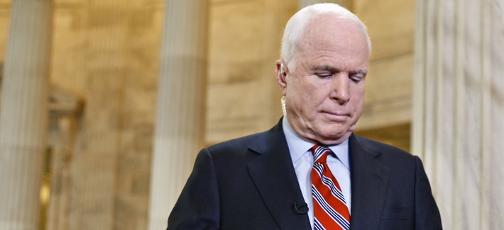 Sen. John McCain, R-Ariz. prior to discussing the crisis in Syria on national television Sen. John McCain, R-Ariz. prior to discussing the crisis in Syria on national television
