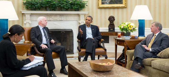 President Obama meeting with other senators on the topic of Syria President Obama meeting with other senators on the topic of Syria