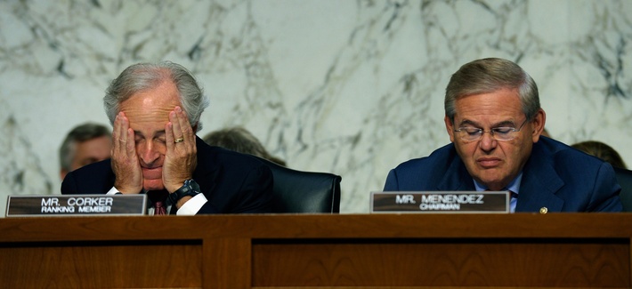 Sens. Robert Menendez and Bob Corker at a Senate Foreign Relations Committee Hearing on Syria Sens. Robert Menendez and Bob Corker at a Senate Foreign Relations Committee Hearing on Syria