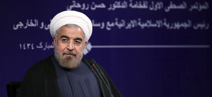 Iran's President Hasan Rouhani at his first press conference Iran's President Hasan Rouhani at his first press conference
