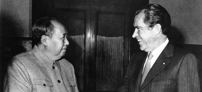 President Richard Nixon meeting with Chinese Communist Party leader Mao Tse-Tung President Richard Nixon meeting with Chinese Communist Party leader Mao Tse-Tung