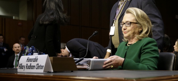 Former Secretary of State Hillary Clinton testifying to a Senate panel on Benghazi Former Secretary of State Hillary Clinton testifying to a Senate panel on Benghazi
