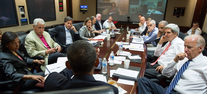 President Obama meeting with his national security team in the Situation Room President Obama meeting with his national security team in the Situation Room