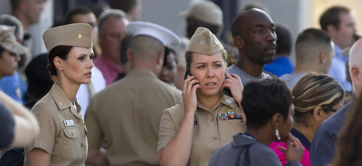 Navy Lt. Lauryn Dempsey speaking on the phone following the shooting at Washington Navy Yard Navy Lt. Lauryn Dempsey speaking on the phone following the shooting at Washington Navy Yard