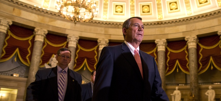 Speaker of the House John Boehner, R-Ohio, walks to the House floor for a vote at the Capitol in Washington, Monday night, Sept. 30, 2013. Speaker of the House John Boehner, R-Ohio, walks to the House floor for a vote at the Capitol in Washington, Monday night, Sept. 30, 2013.