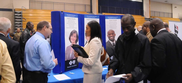Veterans and soldiers at a job fair at Fort Jackson Veterans and soldiers at a job fair at Fort Jackson