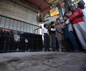The spot outside the bakery in Islamabad where Nasiruddin Haqqani was shot and killed The spot outside the bakery in Islamabad where Nasiruddin Haqqani was shot and killed