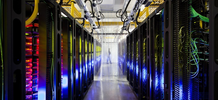 The inside of a Google data center in Council Bluffs, Iowa The inside of a Google data center in Council Bluffs, Iowa