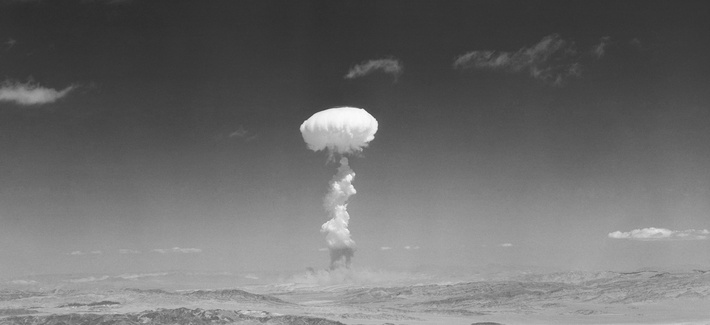 A nuclear explosion in Yucca Mountain, Nevada in 1952 A nuclear explosion in Yucca Mountain, Nevada in 1952