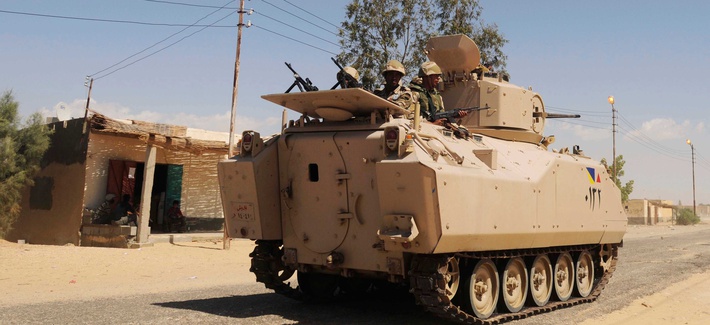 An Egyptian APV patrols a village in Northern Sinai An Egyptian APV patrols a village in Northern Sinai
