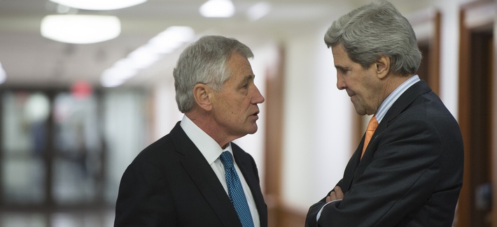 Defense Secretary Chuck Hagel and Secretary of State John Kerry. Defense Secretary Chuck Hagel and Secretary of State John Kerry.