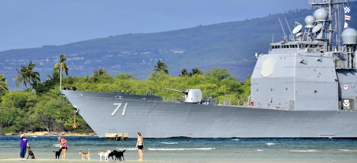 The Aegis cruiser USS Cape St. George (CG 71) returns to Pear Harbor, Hi., Jan. 25, 2014. The Aegis cruiser USS Cape St. George (CG 71) returns to Pear Harbor, Hi., Jan. 25, 2014.
