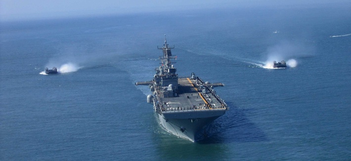 The USS Bonhomme Richard, sailing during Fleet Week Parade of Ships The USS Bonhomme Richard, sailing during Fleet Week Parade of Ships