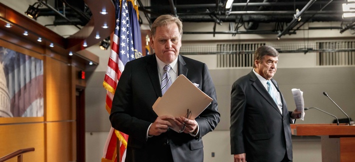 Reps. Mike Rogers, R-Mich., and Dutch Ruppersberger, D-Md., after presenting their changes to the NSA's surveillance program Reps. Mike Rogers, R-Mich., and Dutch Ruppersberger, D-Md., after presenting their changes to the NSA's surveillance program