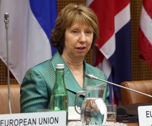 EU foreign policy chief Catherine Ashton and Iranian foreign minister Javad Zarif during a set of meetings in Austria