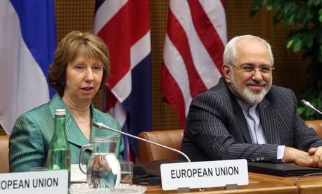 EU foreign policy chief Catherine Ashton and Iranian foreign minister Javad Zarif during a set of meetings in Austria