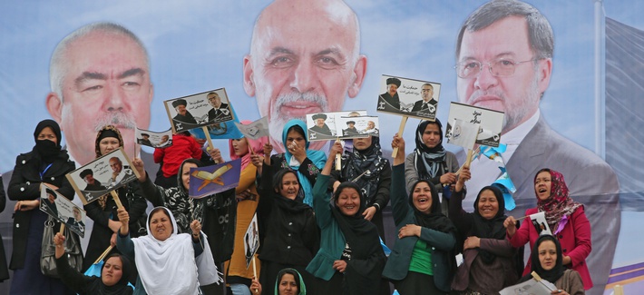 Female supporters of Afghan presidential candidate Ashraf Ghani Ahmadzai during a rally in Kabul, Afghanistan Female supporters of Afghan presidential candidate Ashraf Ghani Ahmadzai during a rally in Kabul, Afghanistan