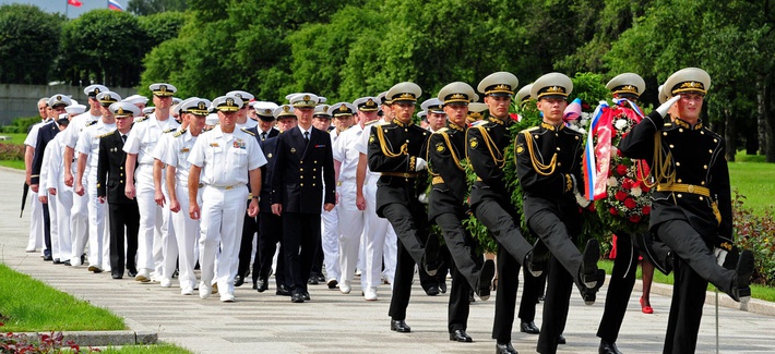 Sailors from the U.S., Russia, France and the United Kingdom at a wreath laying ceremony during the 2012 FRUKUS Exercise Sailors from the U.S., Russia, France and the United Kingdom at a wreath laying ceremony during the 2012 FRUKUS Exercise