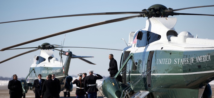 President Obama stepping off of Marine One during a visit to West Mifflin, Pa., on January 29, 2014 President Obama stepping off of Marine One during a visit to West Mifflin, Pa., on January 29, 2014