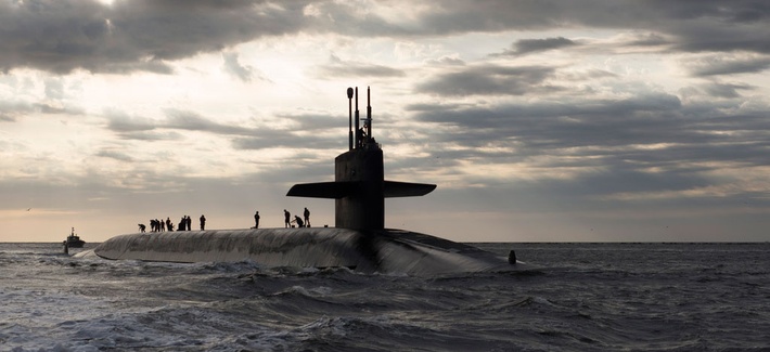 The USS Rhode Island, an Ohio-class ballistic missile submarine, returns to Naval Base Kings Bay in March 2013. The USS Rhode Island, an Ohio-class ballistic missile submarine, returns to Naval Base Kings Bay in March 2013.