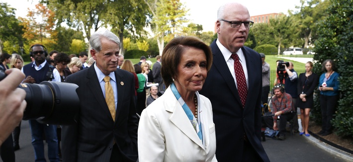 House Minority Leader Rep. Nancy Pelosi D-Calif., walks with fellow Democrats, Reps. Steve Israel and Joseph Crowley after a press conference on Capitol Hill. House Minority Leader Rep. Nancy Pelosi D-Calif., walks with fellow Democrats, Reps. Steve Israel and Joseph Crowley after a press conference on Capitol Hill.