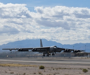 A B-52H assigned to the 96th Bomb Squadron takes off from Nellis AFB, Nev. during Exercise Red Flag. 