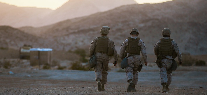 Marines with the Headquarters Battalion, 1st Marine Division, participate in Exercise Desert Scimitar at Marine Corps Air Ground Combat Center Twentynine Palms, Calif. Marines with the Headquarters Battalion, 1st Marine Division, participate in Exercise Desert Scimitar at Marine Corps Air Ground Combat Center Twentynine Palms, Calif.