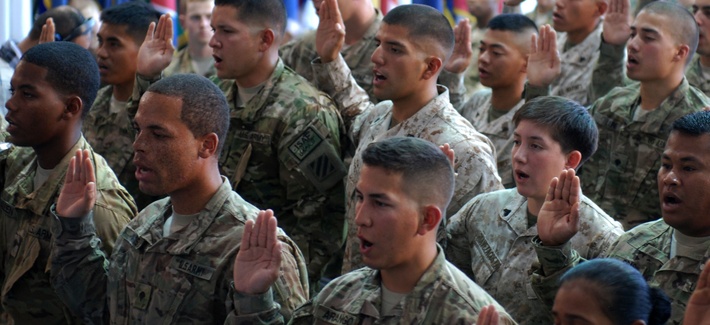 37 U.S. troops from 22 countries take the Oath of Allegiance during a ceremony at Bagram Air Field in Afghanistan on July 4, 2013. 37 U.S. troops from 22 countries take the Oath of Allegiance during a ceremony at Bagram Air Field in Afghanistan on July 4, 2013.