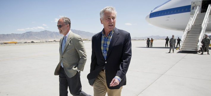 Defense Secretary Chuck Hagel lands in Afghanistan on Sunday to visit U.S. troops and military leaders at Bagram Air Base after the release of American POW Sgt. Bowe Bergdahl. with U.S. Ambassador James Cunningham, Defense Secretary Chuck Hagel lands in Afghanistan on Sunday to visit U.S. troops and military leaders at Bagram Air Base after the release of American POW Sgt. Bowe Bergdahl. with U.S. Ambassador James Cunningham,