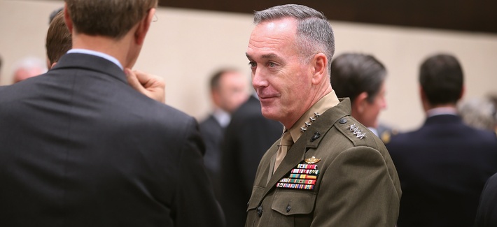 Top ISAF Commander Gen. Joseph Dunford speaks with delegates at a NATO Defense Ministers Meeting on February 23, 2013. Top ISAF Commander Gen. Joseph Dunford speaks with delegates at a NATO Defense Ministers Meeting on February 23, 2013.