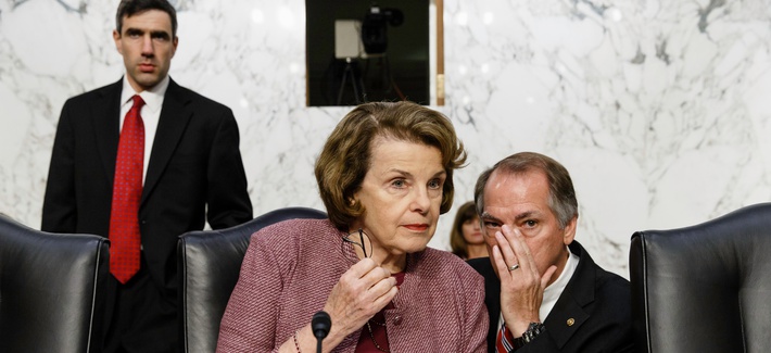 Senate Intelligence Committee Chair Sen. Dianne Feinstein, D-Calif. begins a hearing on reforming multi-agency bulk collection of telephone records, June 5, 2014, on Capitol Hill in Washington. Senate Intelligence Committee Chair Sen. Dianne Feinstein, D-Calif. begins a hearing on reforming multi-agency bulk collection of telephone records, June 5, 2014, on Capitol Hill in Washington.