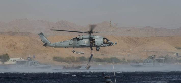 Explosive Ordnance Technicians assigned to CTG 56.1 conduct mine countermeasure exercises during Exercise Eager Lion 2014 in the Gulf of Aqaba, Jordan, on May 28, 2014. Explosive Ordnance Technicians assigned to CTG 56.1 conduct mine countermeasure exercises during Exercise Eager Lion 2014 in the Gulf of Aqaba, Jordan, on May 28, 2014.