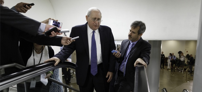 Sen. Carl Levin, D-Mich., speaks to reporters on Capitol Hill on June 10, 2014. Sen. Carl Levin, D-Mich., speaks to reporters on Capitol Hill on June 10, 2014.