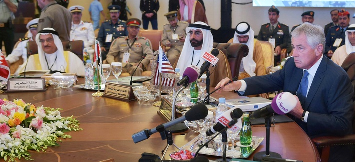 Defense Secretary Chuck Hagel speaks at the opening session of the Gulf Cooperation Council in Jiddah, Saudi Arabia, on May 14, 2014. Defense Secretary Chuck Hagel speaks at the opening session of the Gulf Cooperation Council in Jiddah, Saudi Arabia, on May 14, 2014.