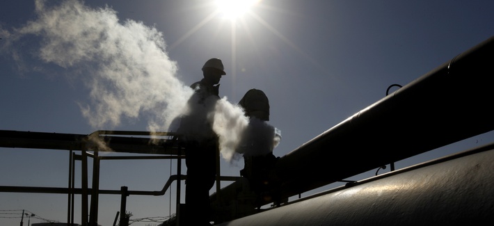 A Libyan oil worker works at a refinery inside the Brega oil complex in eastern Libya, on April 6, 2014. A Libyan oil worker works at a refinery inside the Brega oil complex in eastern Libya, on April 6, 2014.