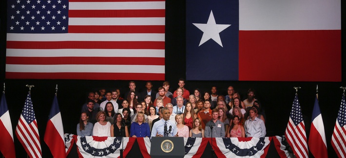 President Barack Obama, hounded by pressure to increase border security during his visit to Western states, spoke in Austin, Texas, Thursday, July 10, 2014. President Barack Obama, hounded by pressure to increase border security during his visit to Western states, spoke in Austin, Texas, Thursday, July 10, 2014.