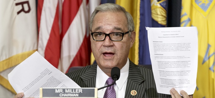 House Veterans Affairs Committee Chairman Rep. Jeff Miller, R-Fla., holds up two pages of response requests from the VA during a hearing on Thursday. House Veterans Affairs Committee Chairman Rep. Jeff Miller, R-Fla., holds up two pages of response requests from the VA during a hearing on Thursday.