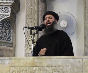 A screengrab from a militant website video Saturday, July 5, 2014, which has been authenticated based on its contents and other AP reporting, purports to show the leader of the Islamic State group, Abu Bakr al-Baghdadi, delivering a sermon at Iraq. A screengrab from a militant website video Saturday, July 5, 2014, which has been authenticated based on its contents and other AP reporting, purports to show the leader of the Islamic State group, Abu Bakr al-Baghdadi, delivering a sermon at Iraq.