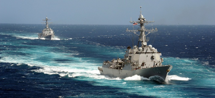 The USS Kidd and USS Pinckney participate in a training unit exercise off of the Southern California coast. The USS Kidd and USS Pinckney participate in a training unit exercise off of the Southern California coast.