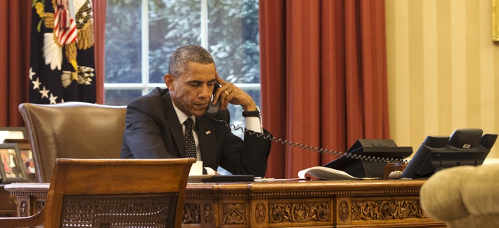 President Obama speaks with Jordan's King Abdullah II on the phone in the Oval Office, on August 8, 2014. President Obama speaks with Jordan's King Abdullah II on the phone in the Oval Office, on August 8, 2014.