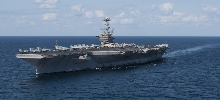 The Nimitz Class aircraft carrier USS Harry S. Truman transits the Gulf of Oman. The Nimitz Class aircraft carrier USS Harry S. Truman transits the Gulf of Oman.