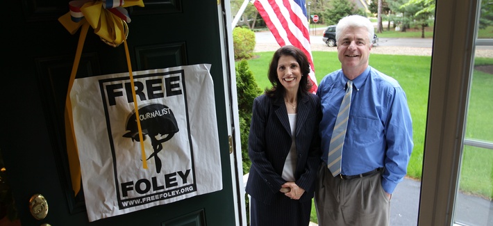 John and Diane Foley, parents of slain journalist James Foley, are photographed at their home in Rochester, N.H., May 18, 2011 before holding a press conference about the release of their son. John and Diane Foley, parents of slain journalist James Foley, are photographed at their home in Rochester, N.H., May 18, 2011 before holding a press conference about the release of their son.