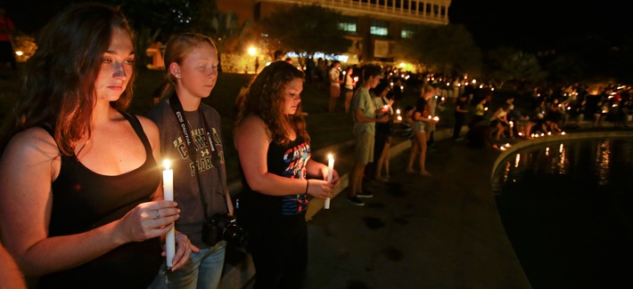 Supporters take part in a candle light vigil at the University of Central Florida, Sept. 3, 2014, in Orlando, Fla., to honor Steven Sotloff, a UCF former student and the second American journalist to be beheaded by the Islamic State group in two weeks. Supporters take part in a candle light vigil at the University of Central Florida, Sept. 3, 2014, in Orlando, Fla., to honor Steven Sotloff, a UCF former student and the second American journalist to be beheaded by the Islamic State group in two weeks.